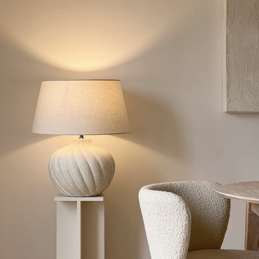 Caprera - Textured Ceramic Based Table Lamp Natural Shade