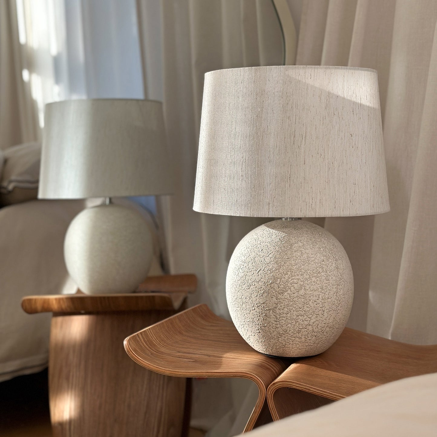 Corsica - Stone Ceramic Drum Shade Table Lamp