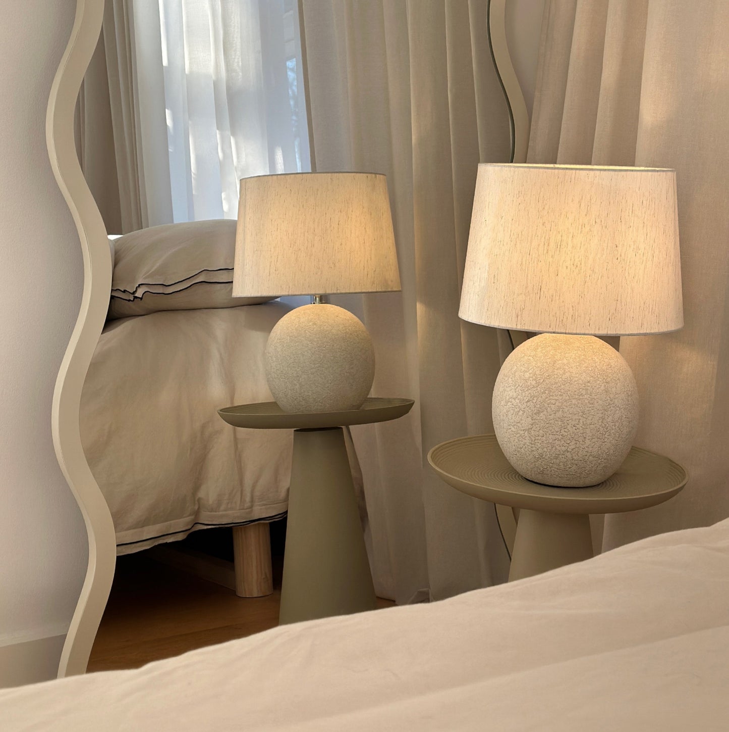 Corsica - Stone Ceramic Drum Shade Table Lamp