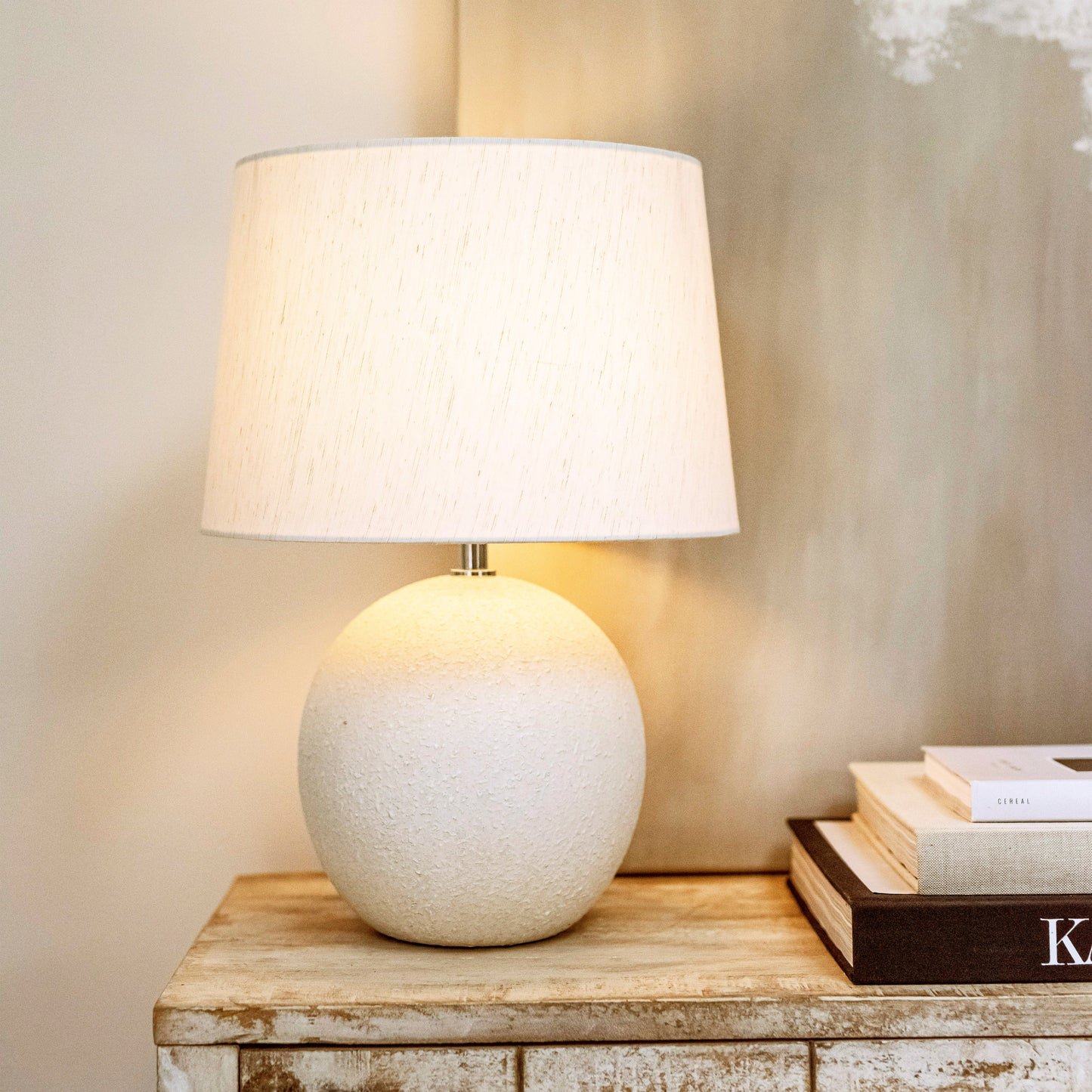 Corsica - Stone Ceramic Drum Shade Table Lamp