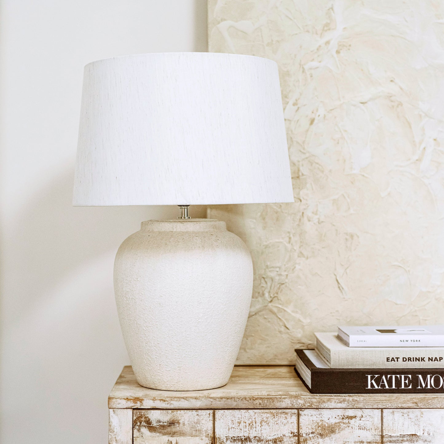 Sicily - Stone Ceramic Drum Shade Table Lamp