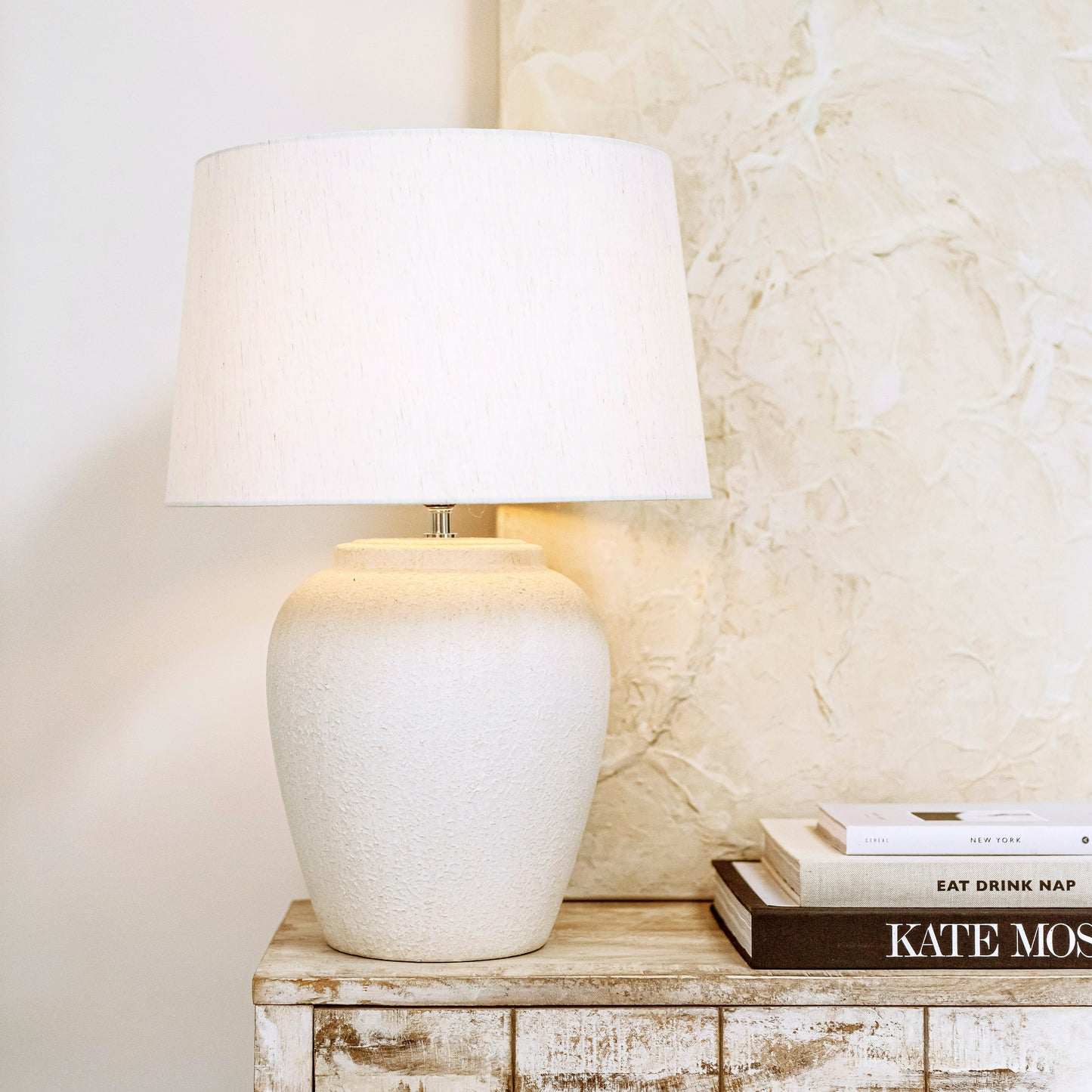 Sicily - Stone Ceramic Drum Shade Table Lamp