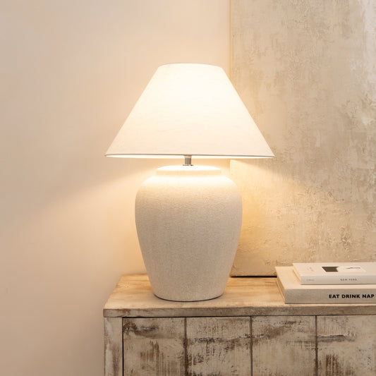 Sicily - Stone Ceramic Coolie Shade Table Lamp